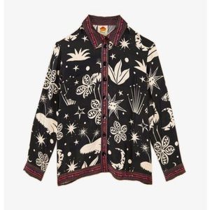 FARM Rio Black and White Cerrado Sky Button Down Shirt